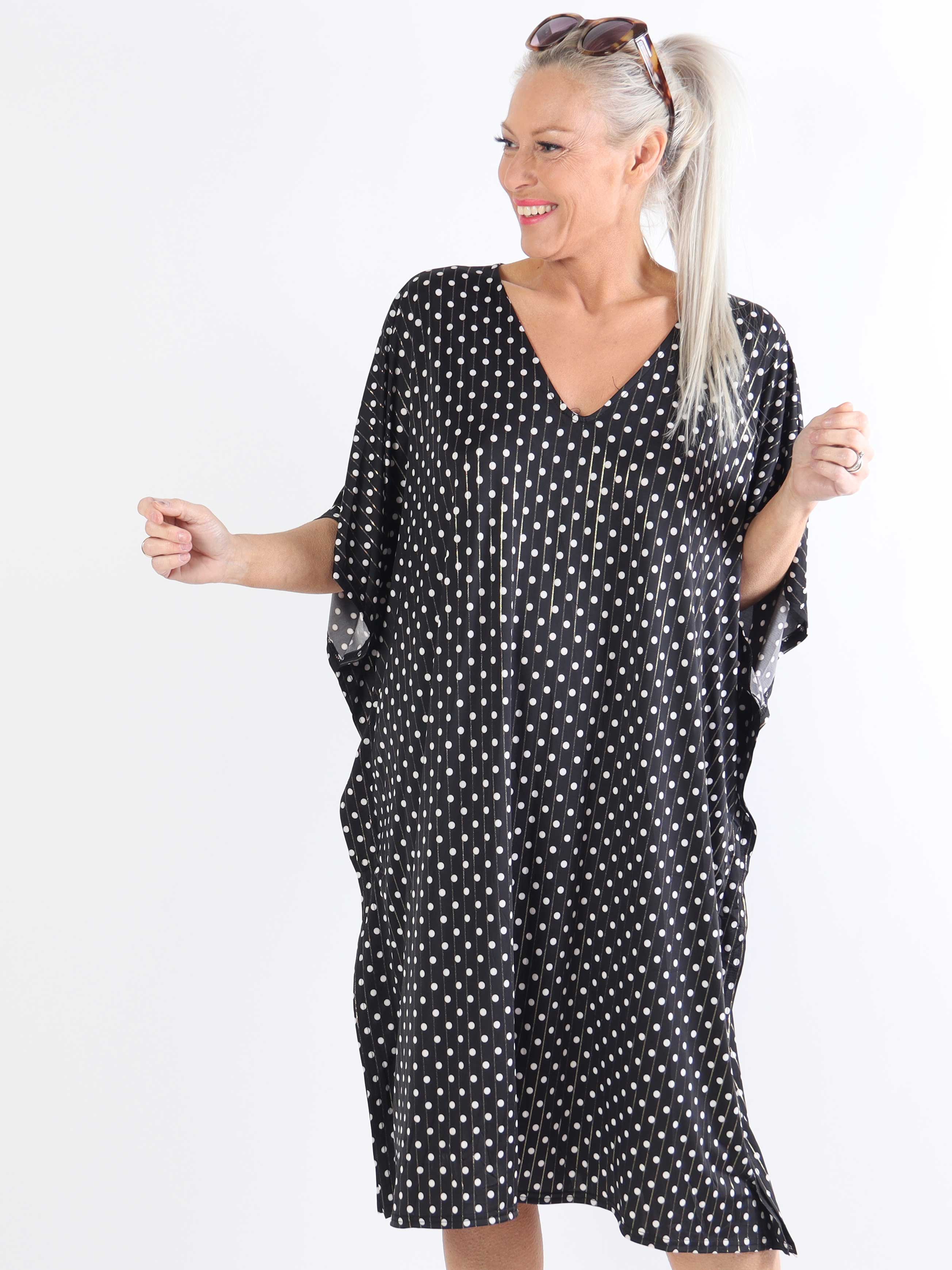 Azmina Dot - Elastisk plus size tunikakjole i loose fit